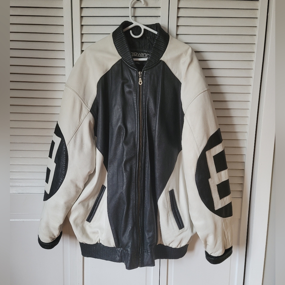 GIOVANNI OUTERWEAR Men's Vintage 8 Ball Leather Jacket, Size 4XL
